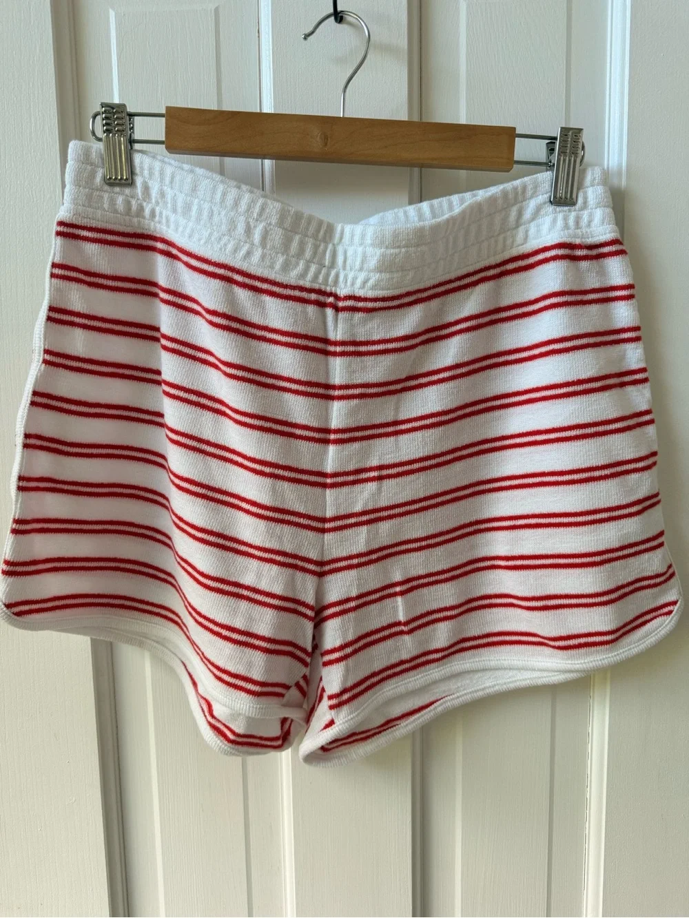 J. Crew White Knit Athletic Shorts with Red Stripes